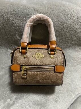 Coach Mini Satchel in Brown and Tan with Gold Hardware